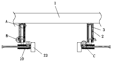 Bag pushing device with strapping machine head