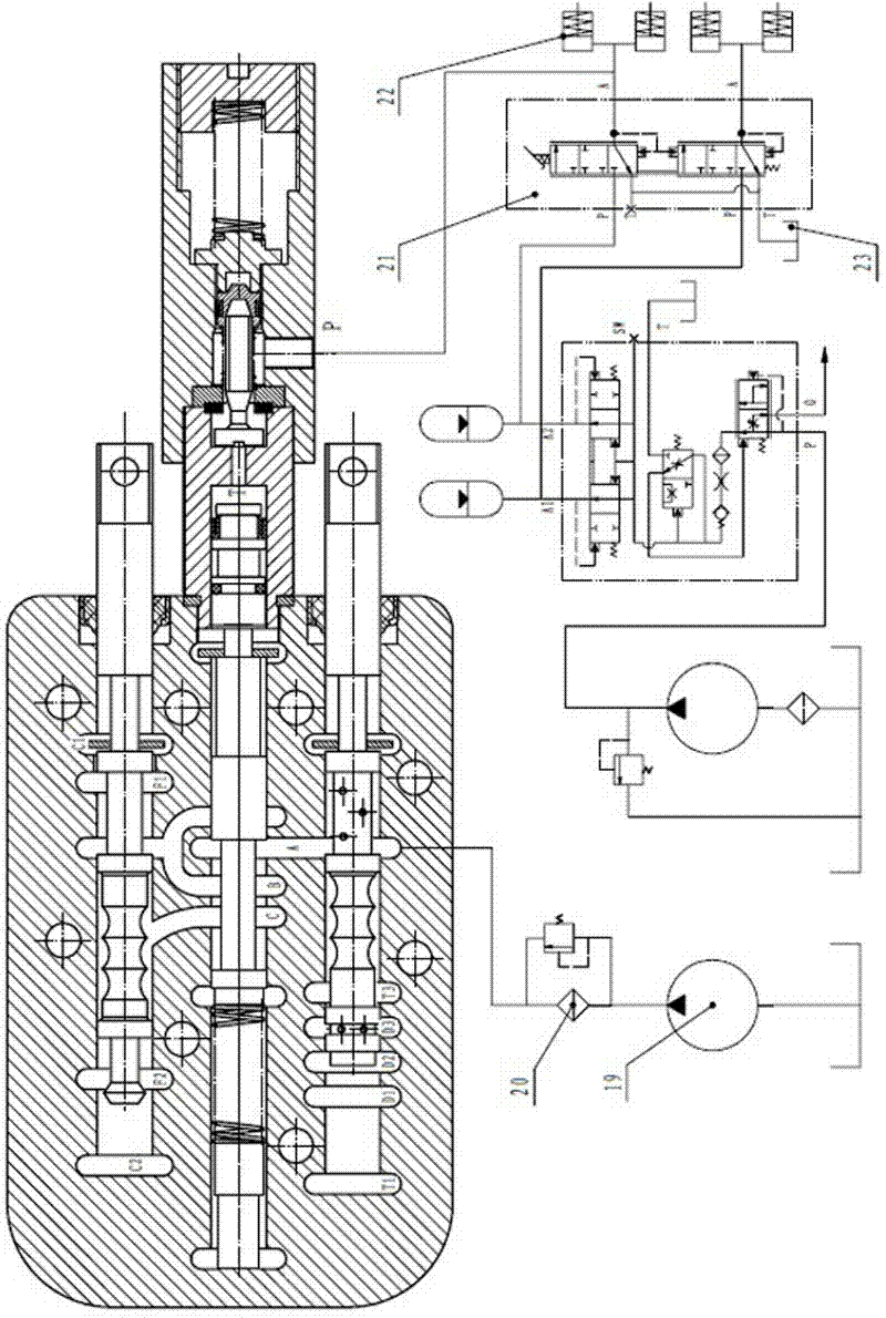 Hydraulic control power cutting device of down-hole trackless rubber-tyred car