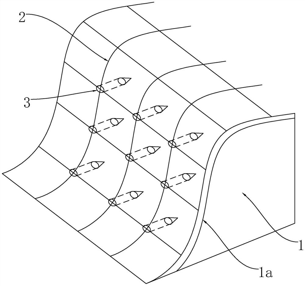 A slope protection device and method for an open-pit mine dump