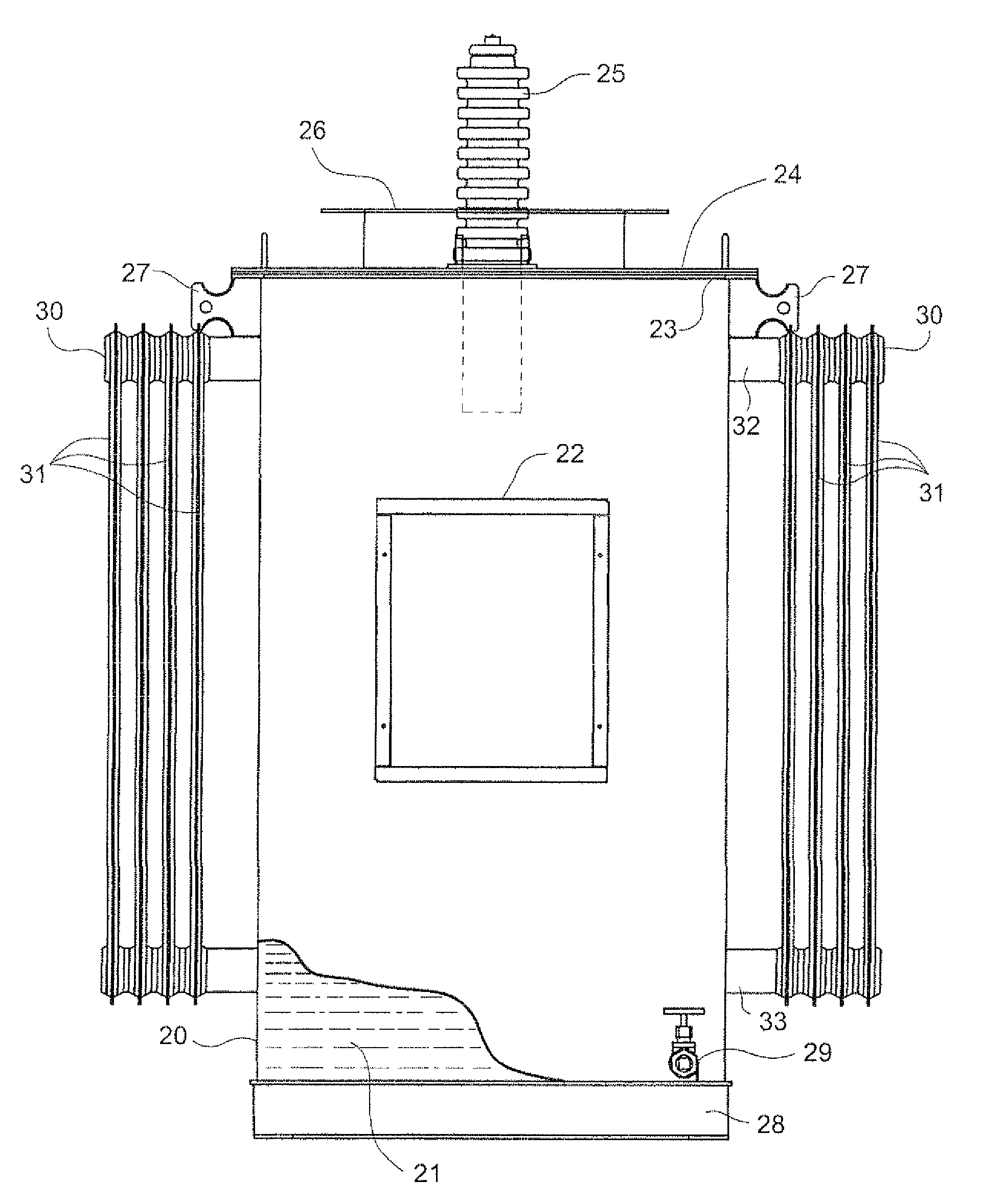 Apparatus and arrangement for housing voltage conditioning and filtering circuitry components for an electrostatic precipitator