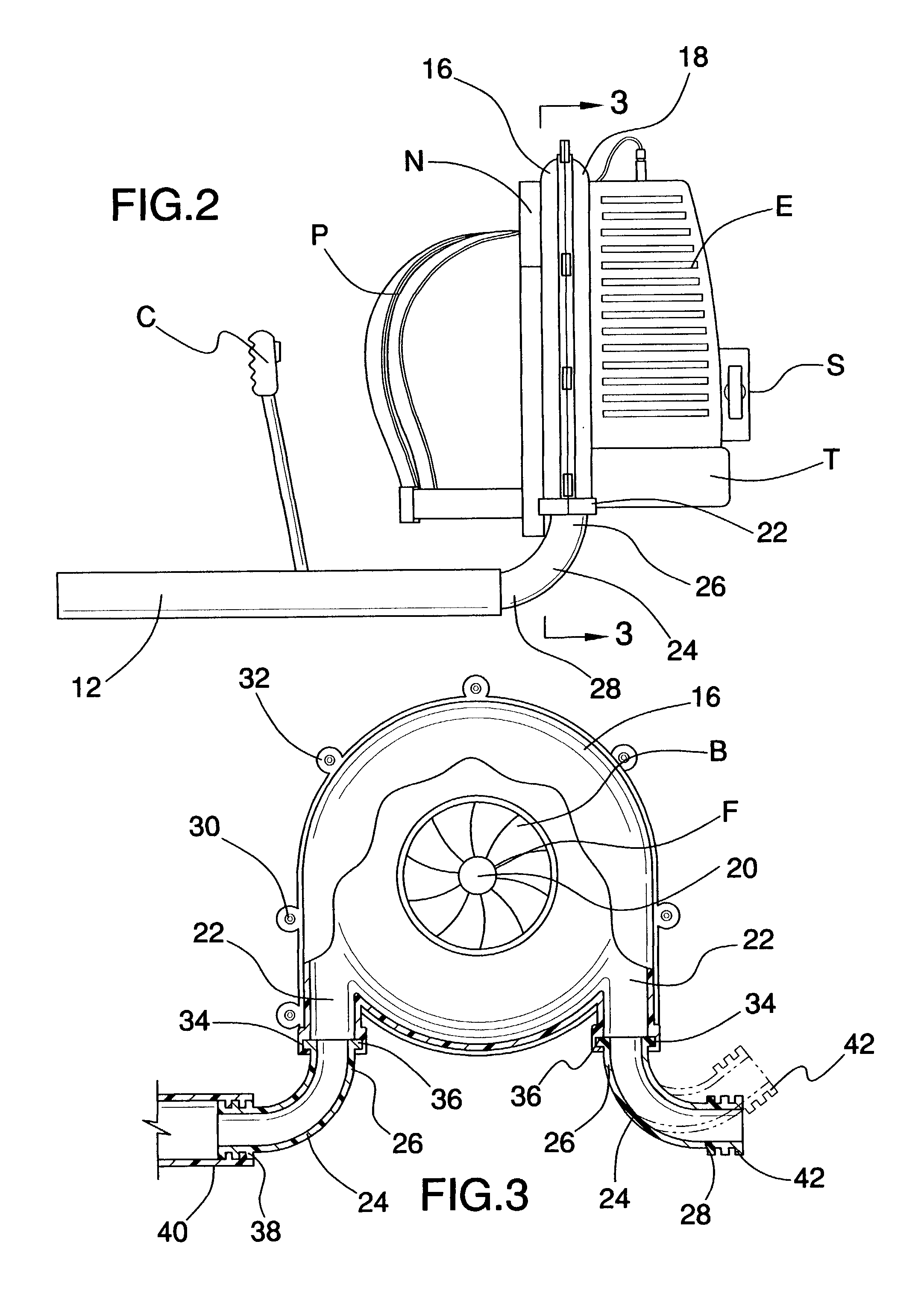 Blower with dual tubes