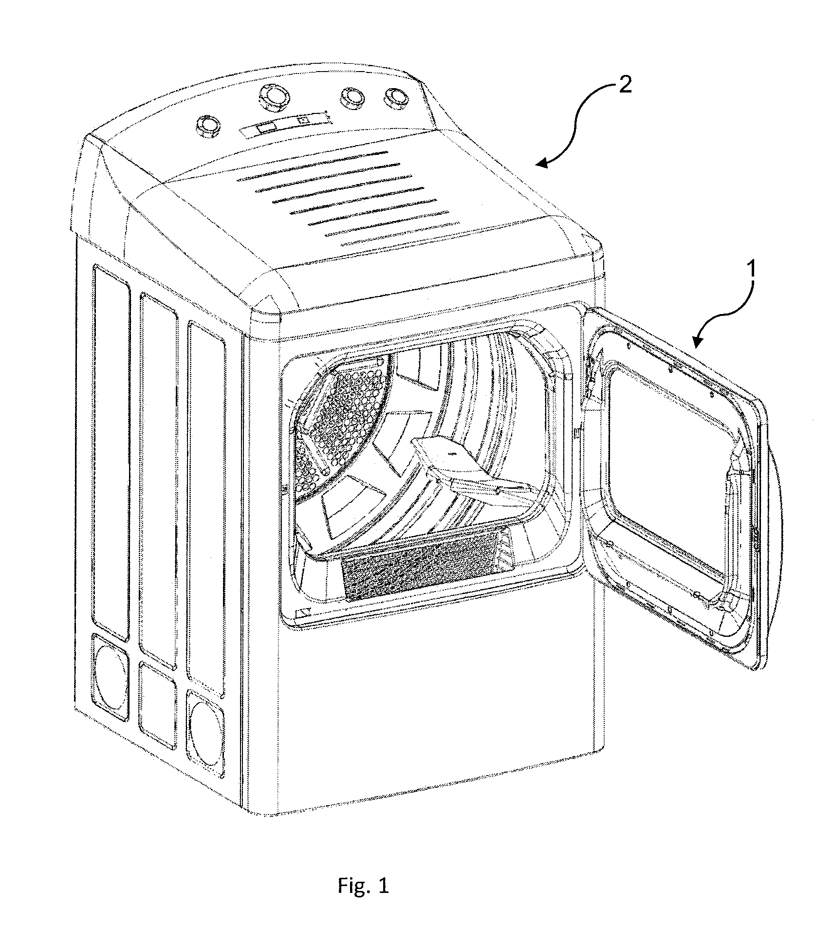 Door with glass pane for dryer