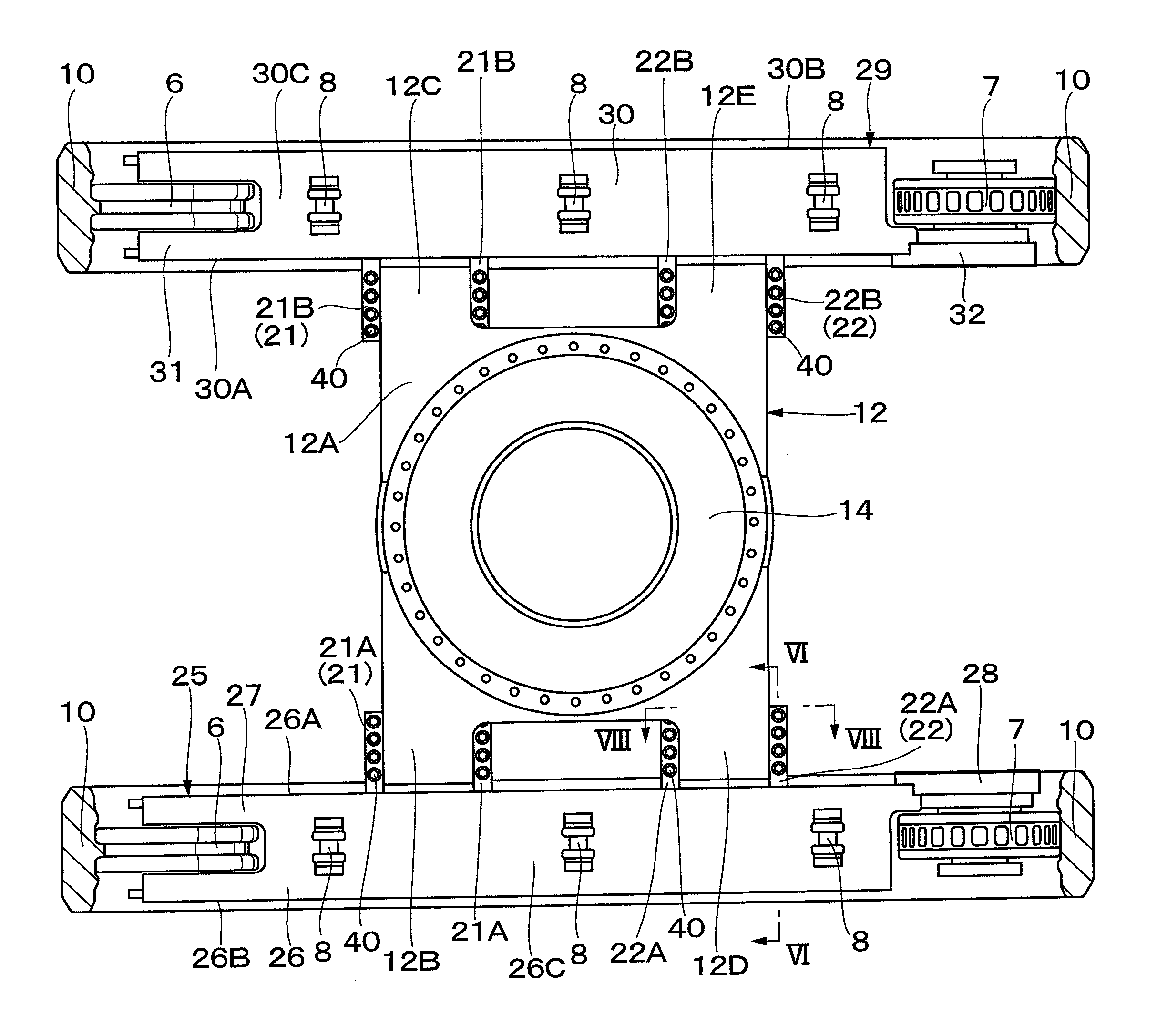 Truck frame for construction machine