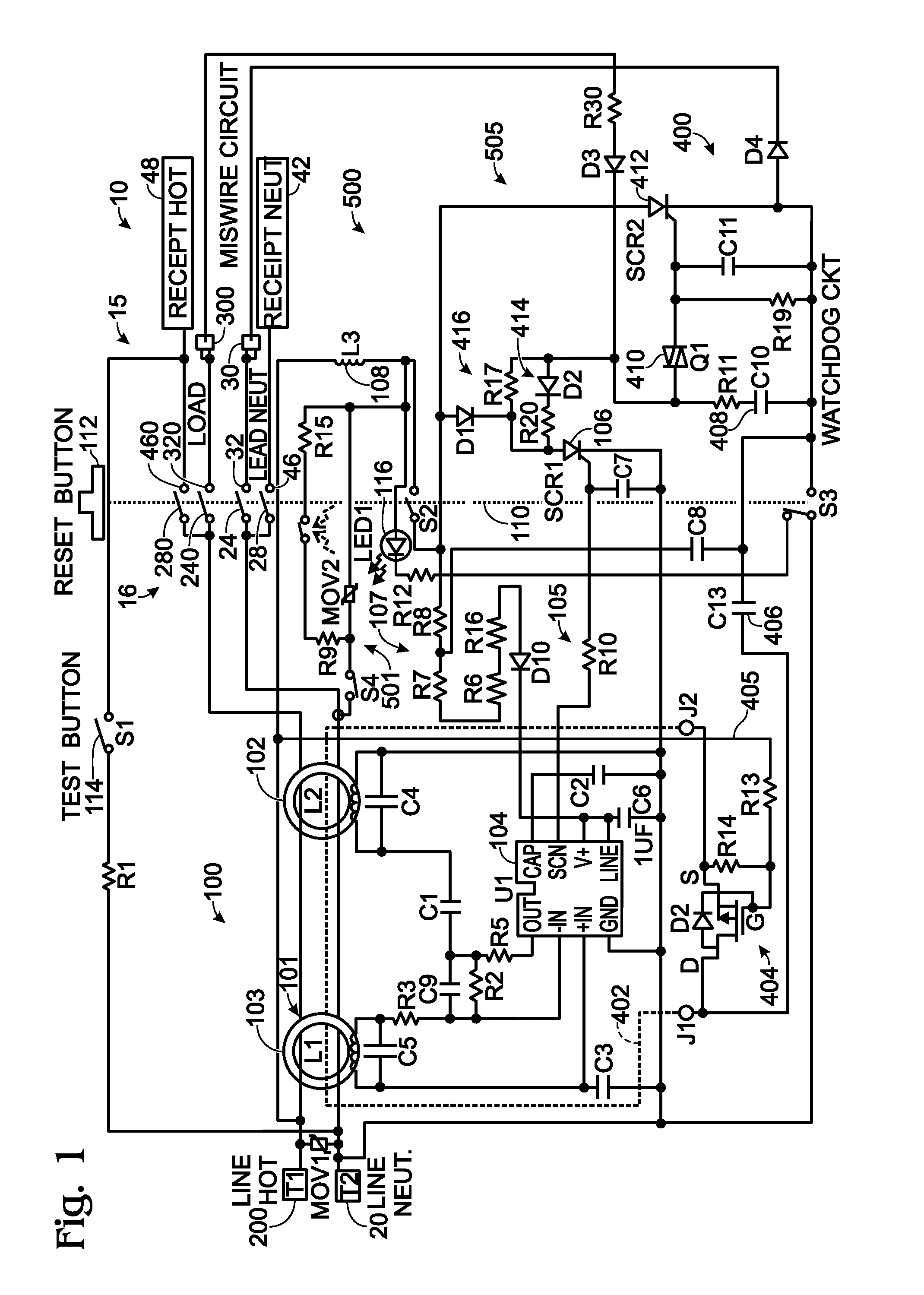 Electrical wiring device with protective features