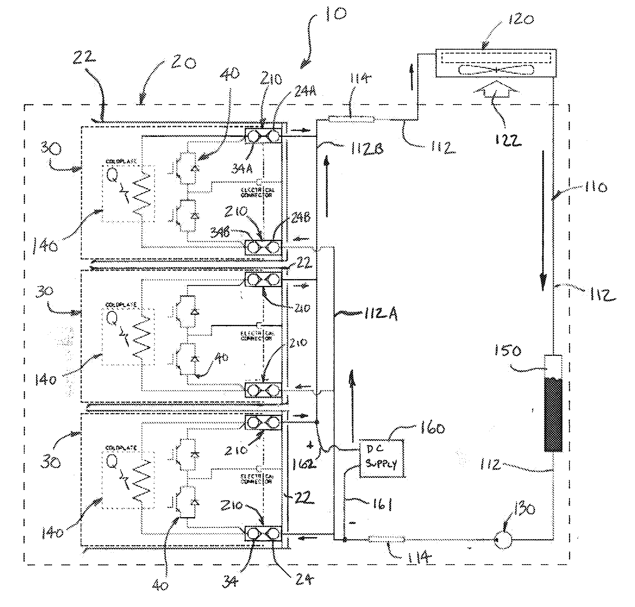 Modular high-power drive stack cooled with vaporizable dielectric fluid