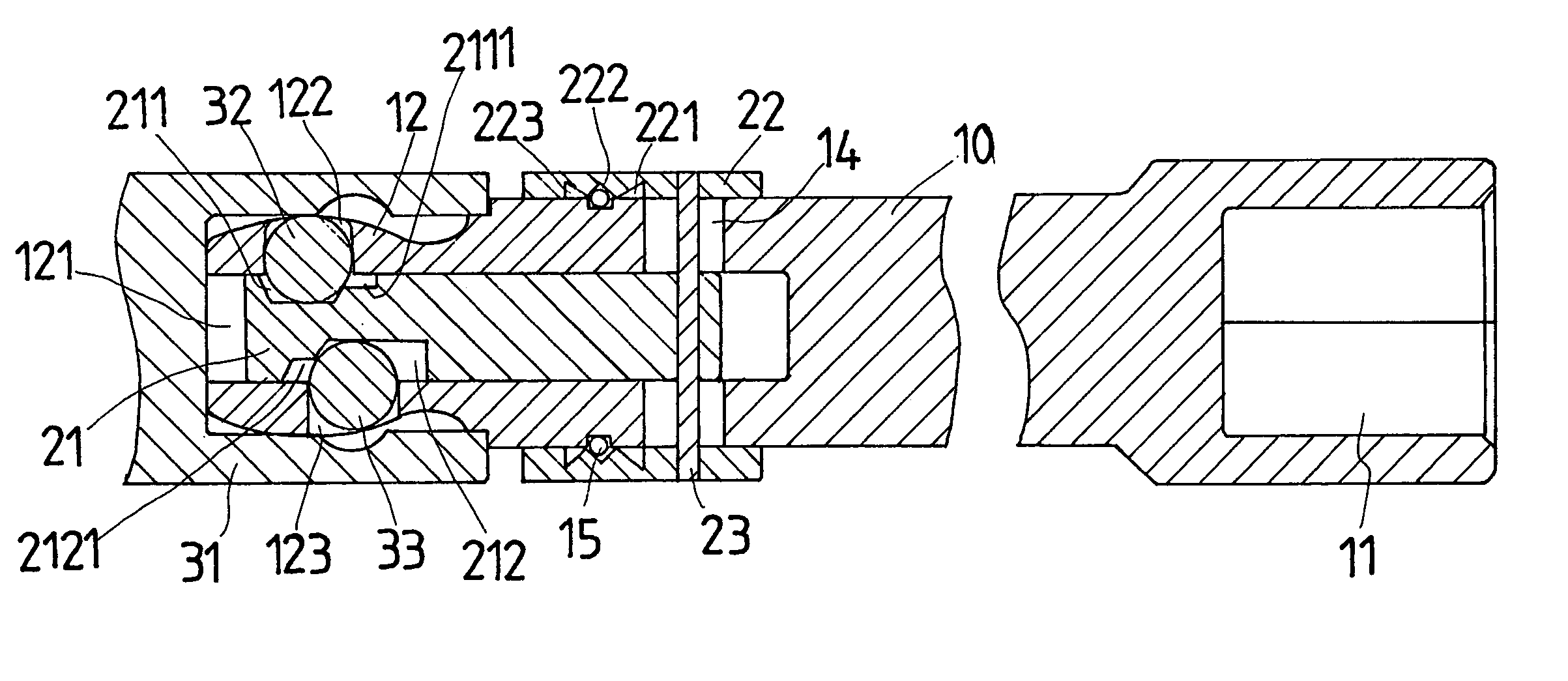 Structure of a fixed and turning connecting shaft