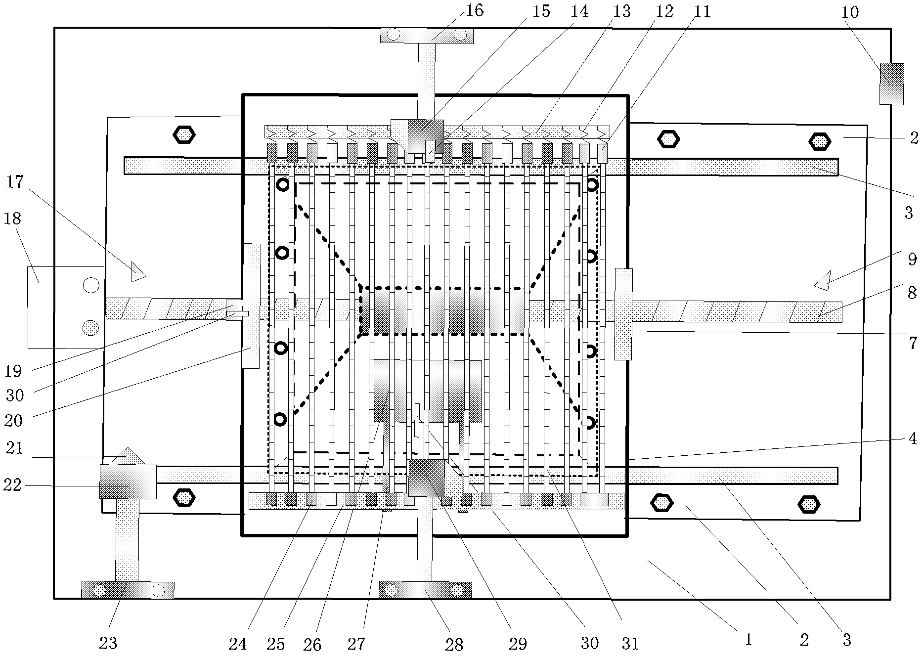 Device for automatically detecting row length of nuclear fuel dynamic pallets