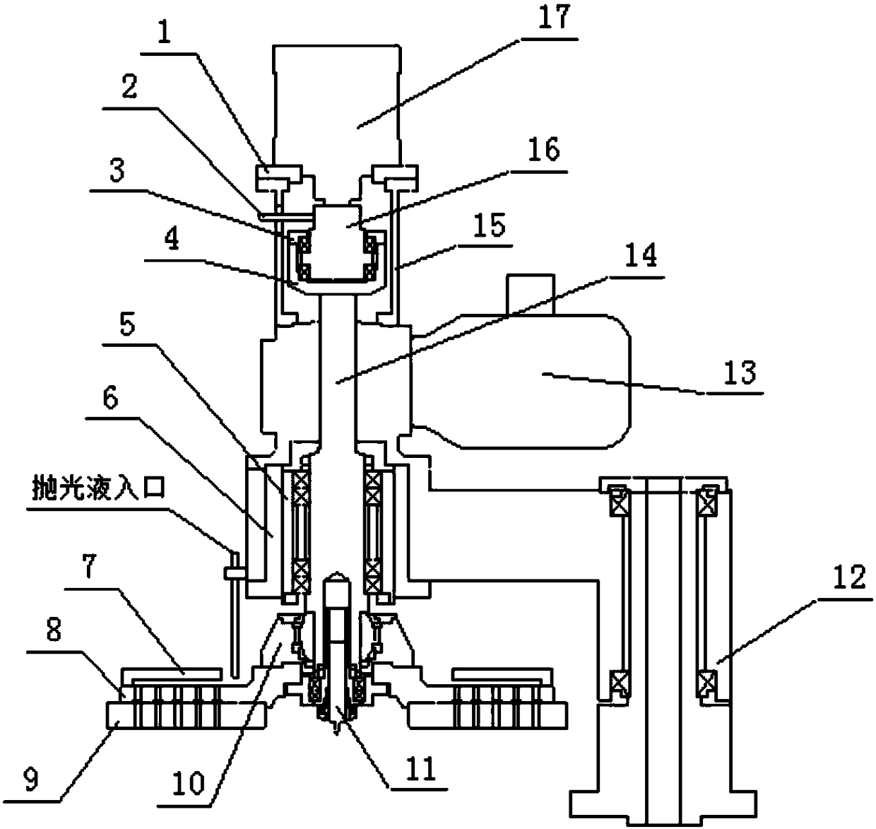 Upper plate direct-drive pressurizing and detecting system of high-precision grinding machine