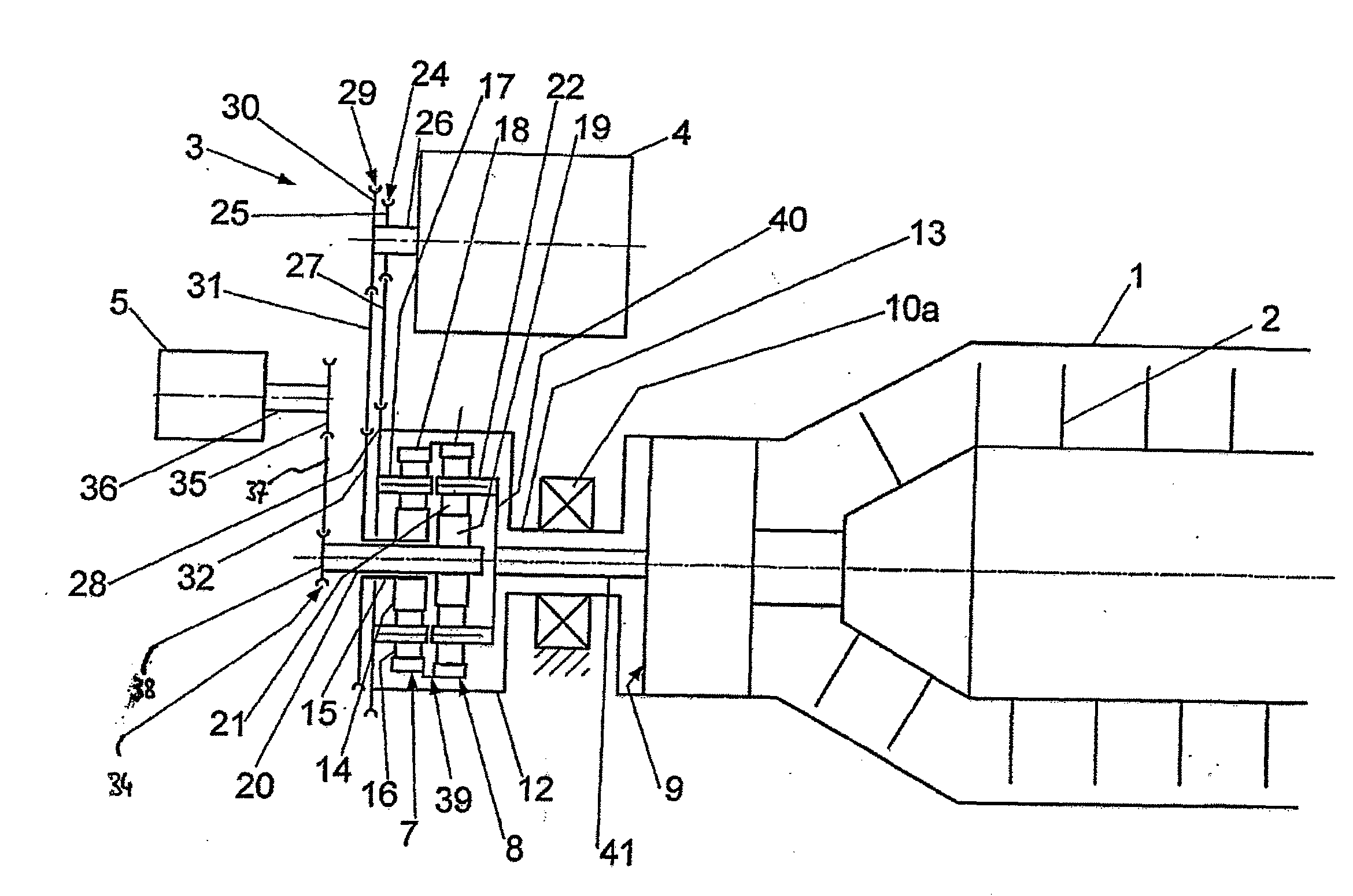 Helical conveyor centrifuge having a drive device