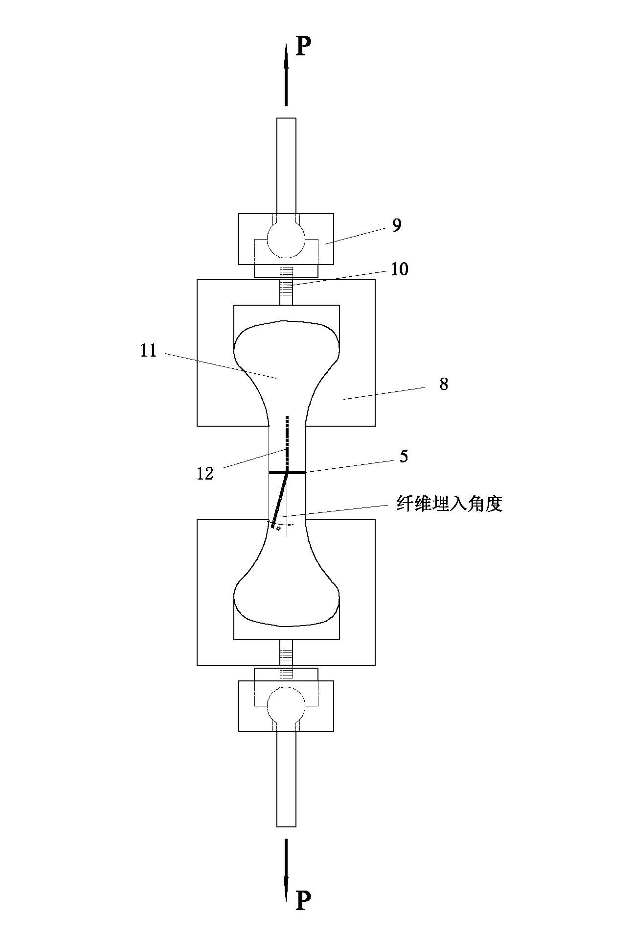 Testing device and method for bonding performance of fiber and mortar materials