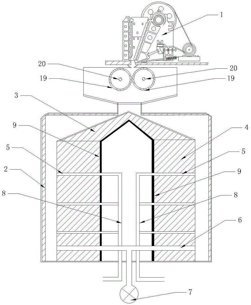 Smashing and calcining device for lead waste