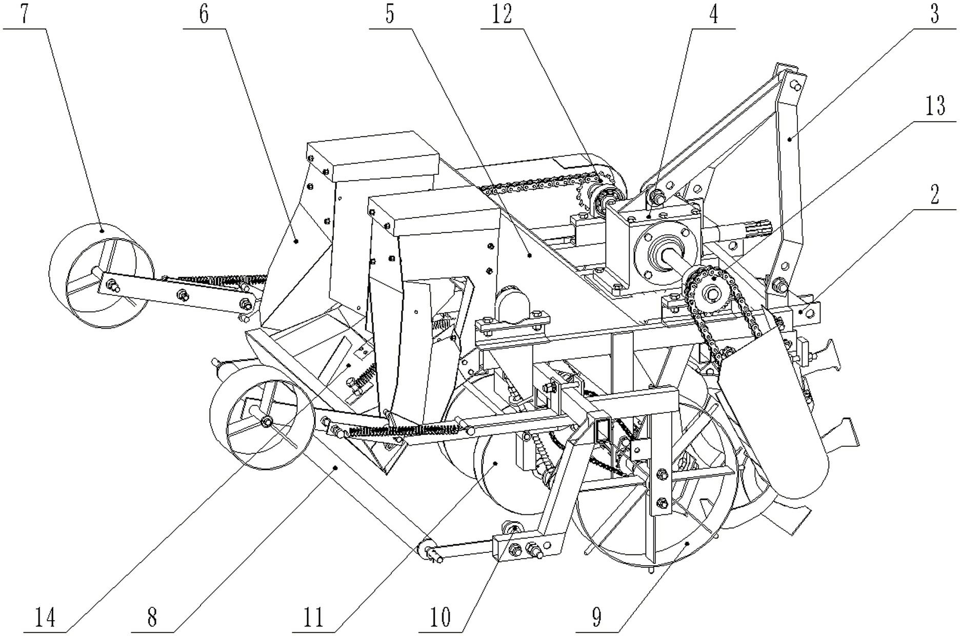 Rotary tilling and ridging and crawler conveying type whole plastic soil covering machine