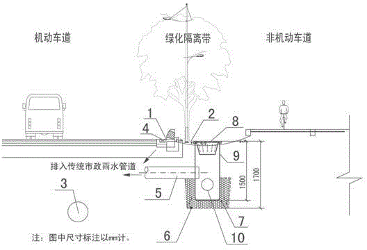 Municipal road drainage system and drainage method