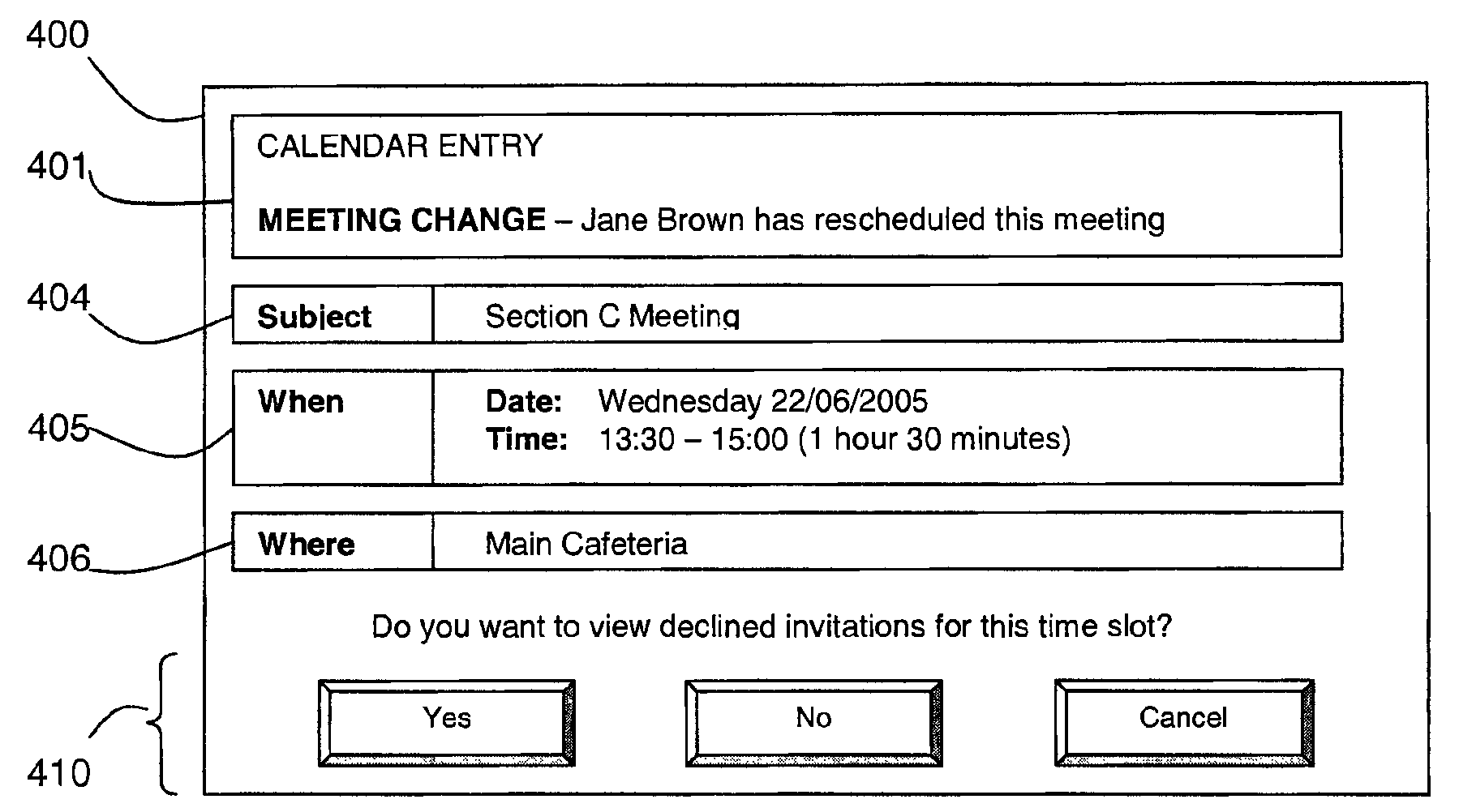 Method and system for accessing declined event invitations