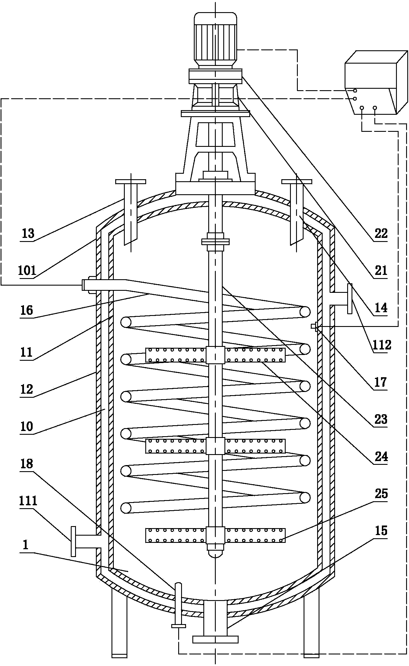 Continuous separation device for p-benzoquinone crystals