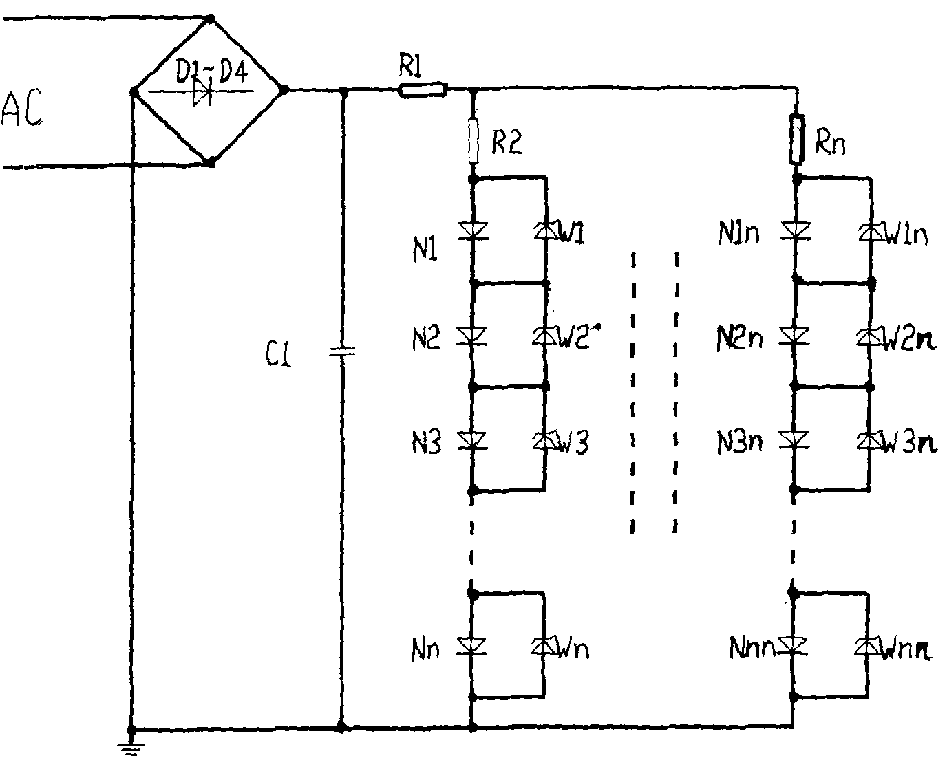 Method for stabilizing working current of light emitting diode (LED) power-saving lamp