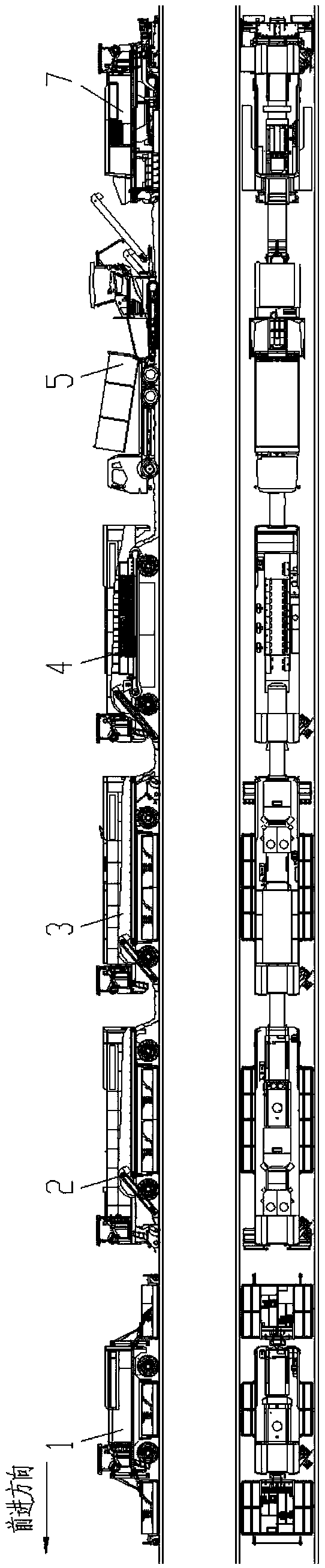 Layered hot-milling device, hot-air microwave composite in-situ heat regeneration complete set, and layered construction method thereof