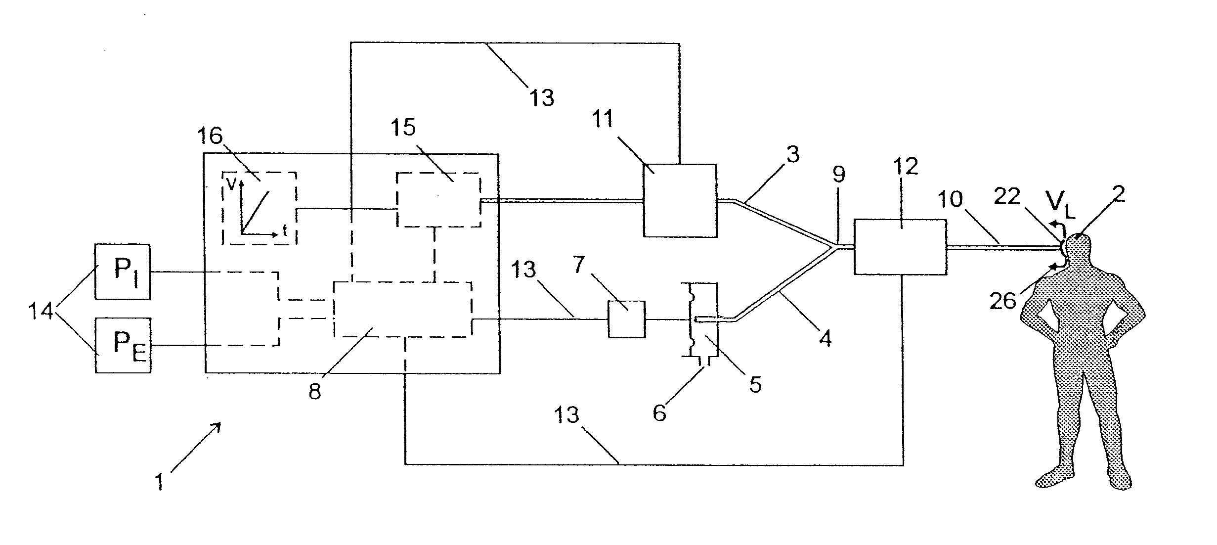 Device and method for determining leaks of a respirator