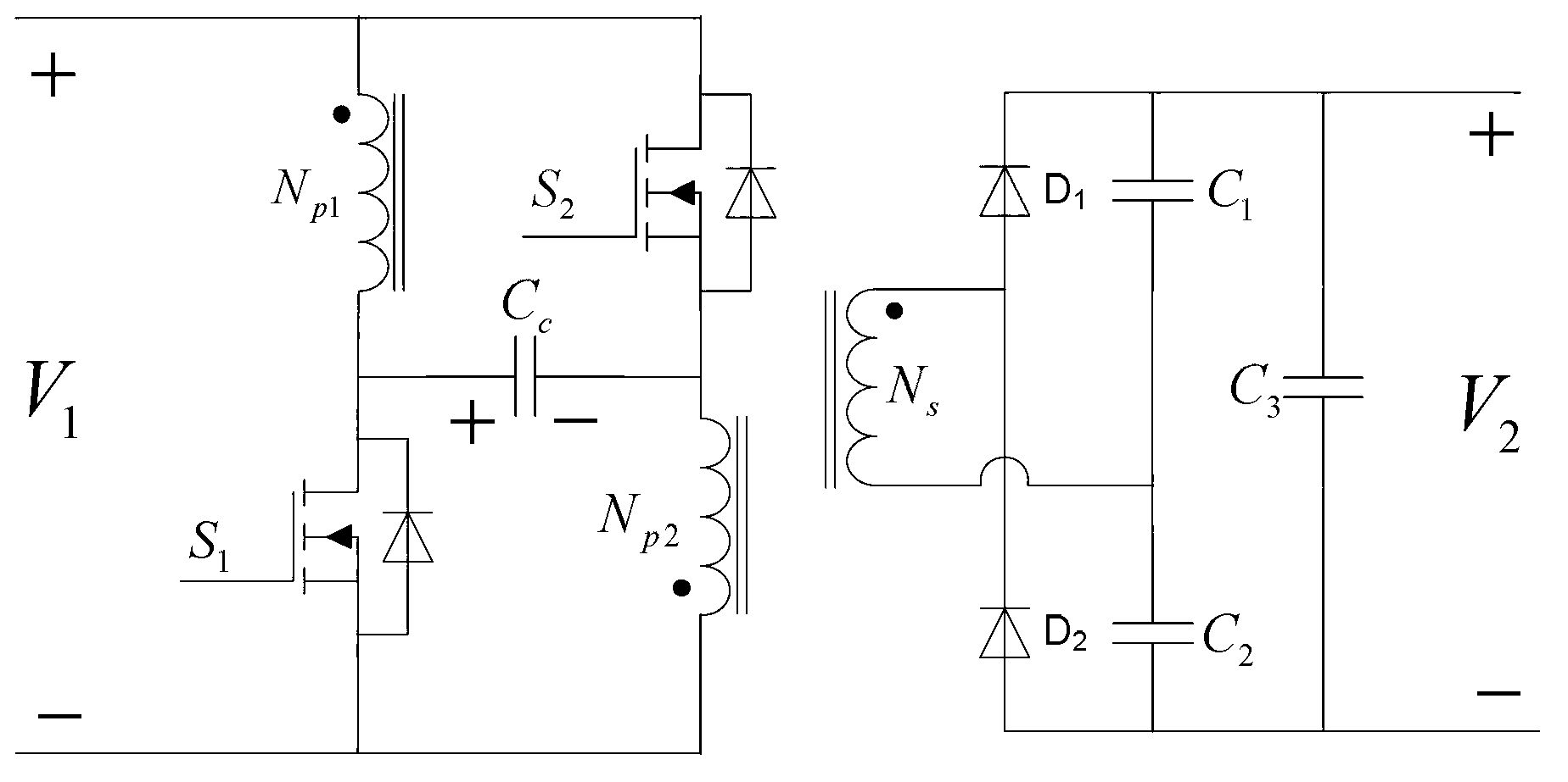 Push-pull converter with voltage multiplying resonance capability