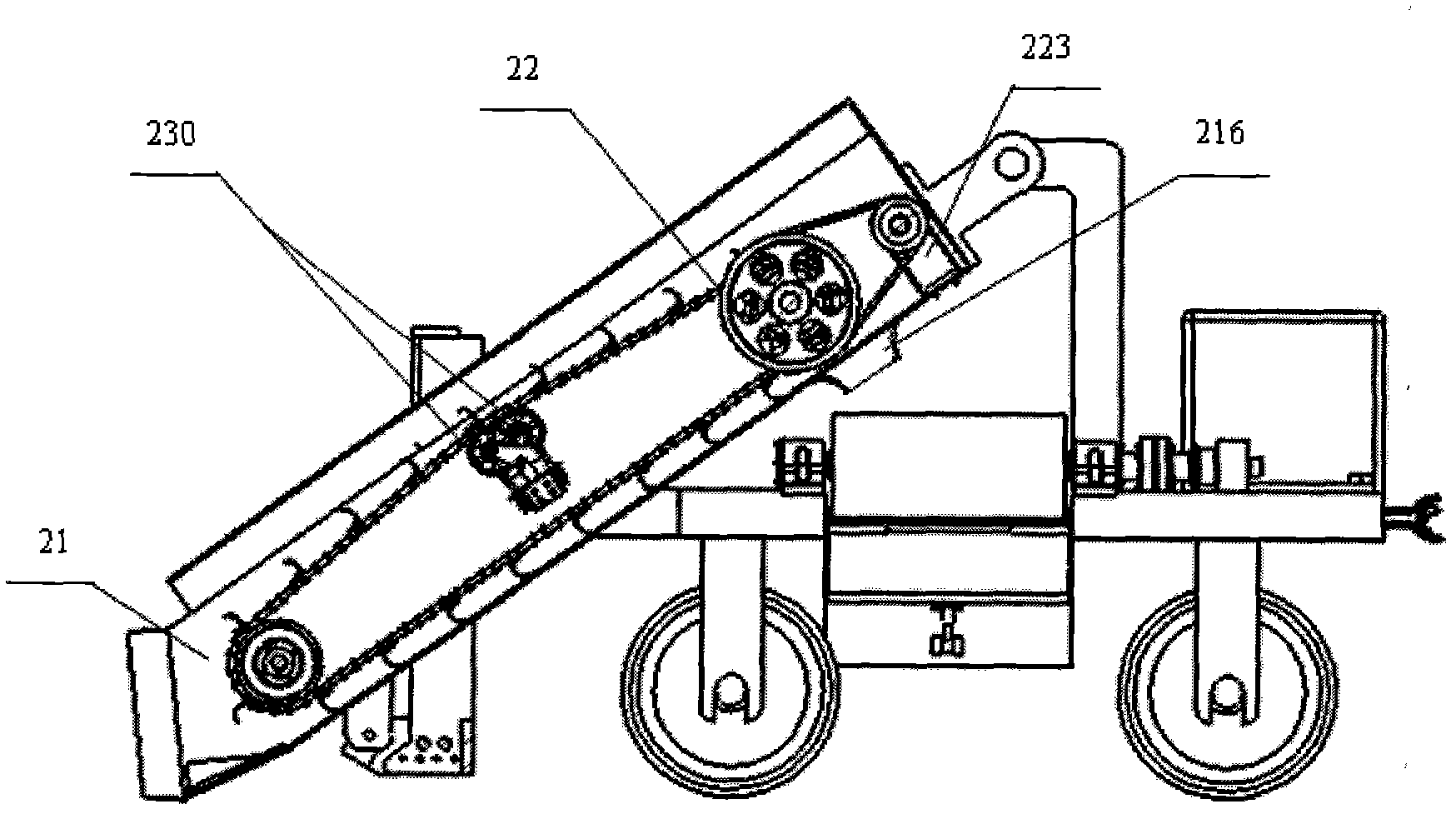 Trailer type sand elimination machine for railway