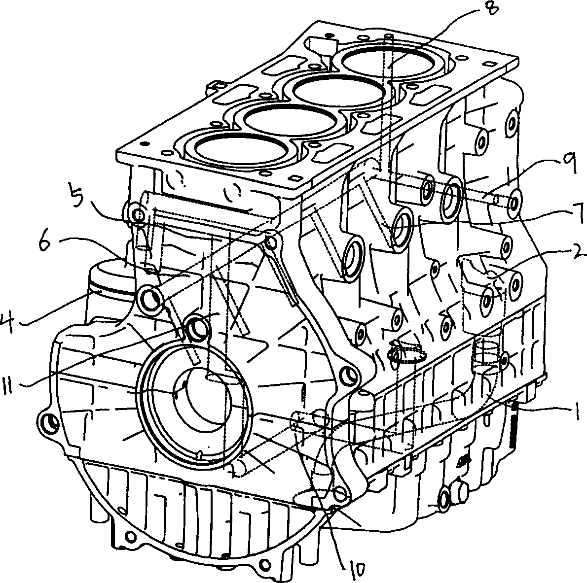 Lubricating oil-way of engine cylinder assembly