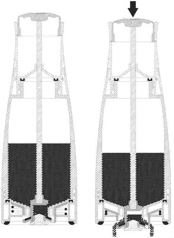 Particle container capable of metering and discharging