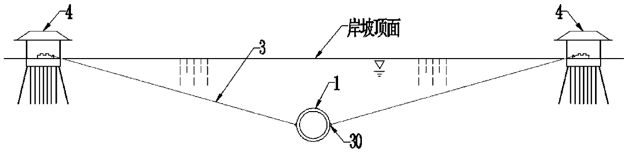 Underwater inclined pulling type suspension tunnel structure