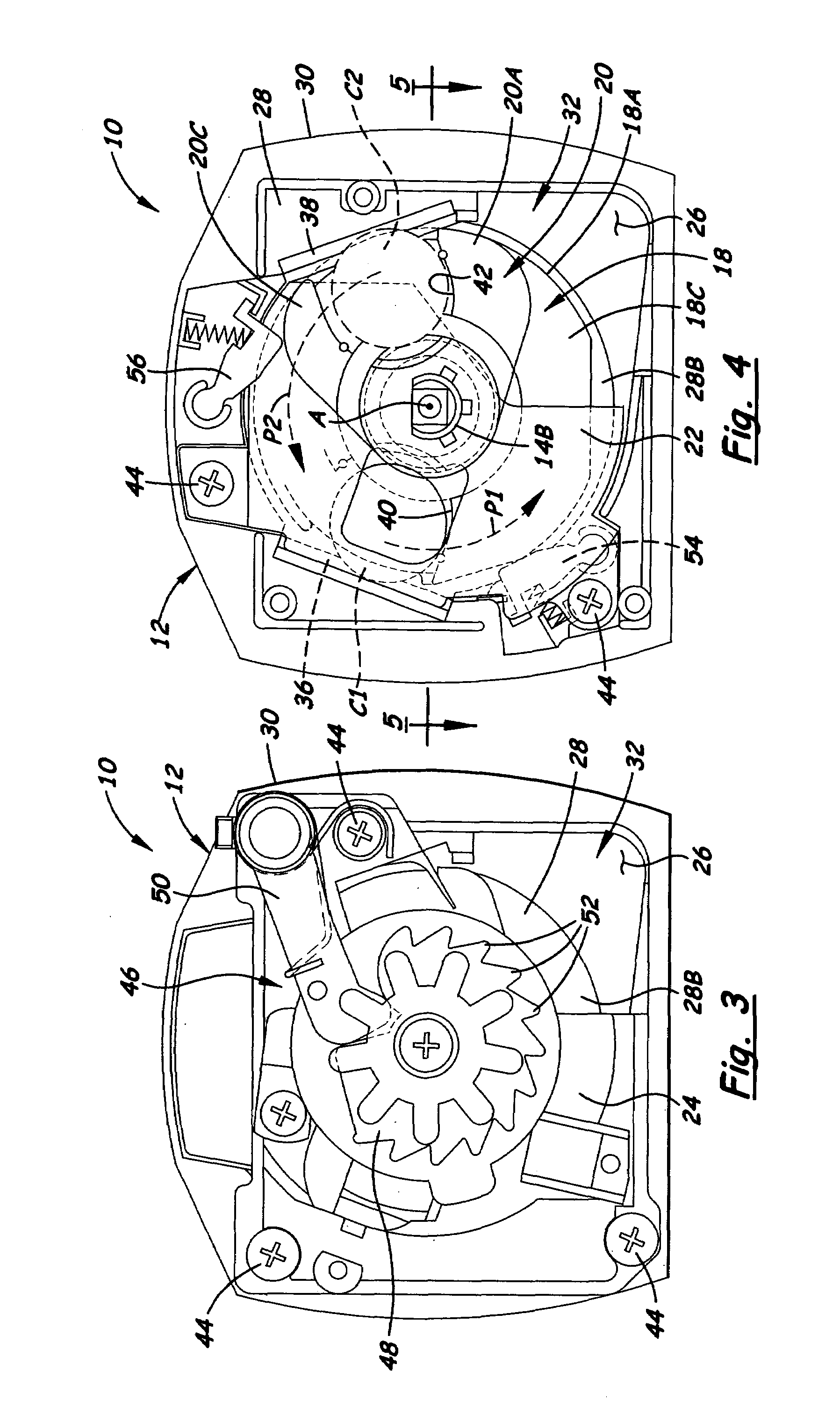 Dual coin actuation mechanism with angularly and axially offset coin slots and recesses