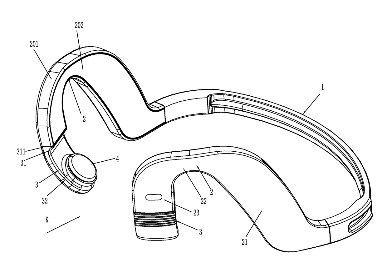 Freely adjustable ergonomic bone conduction earphone rack