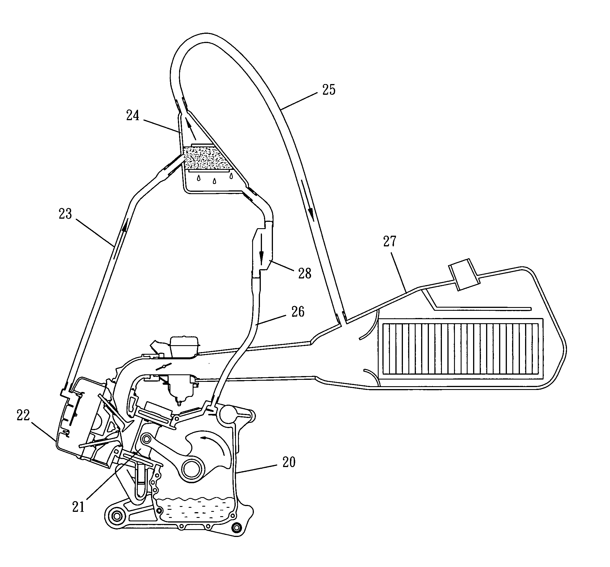 Fuel-air separation structure improvement for engine blow-by of vehicles