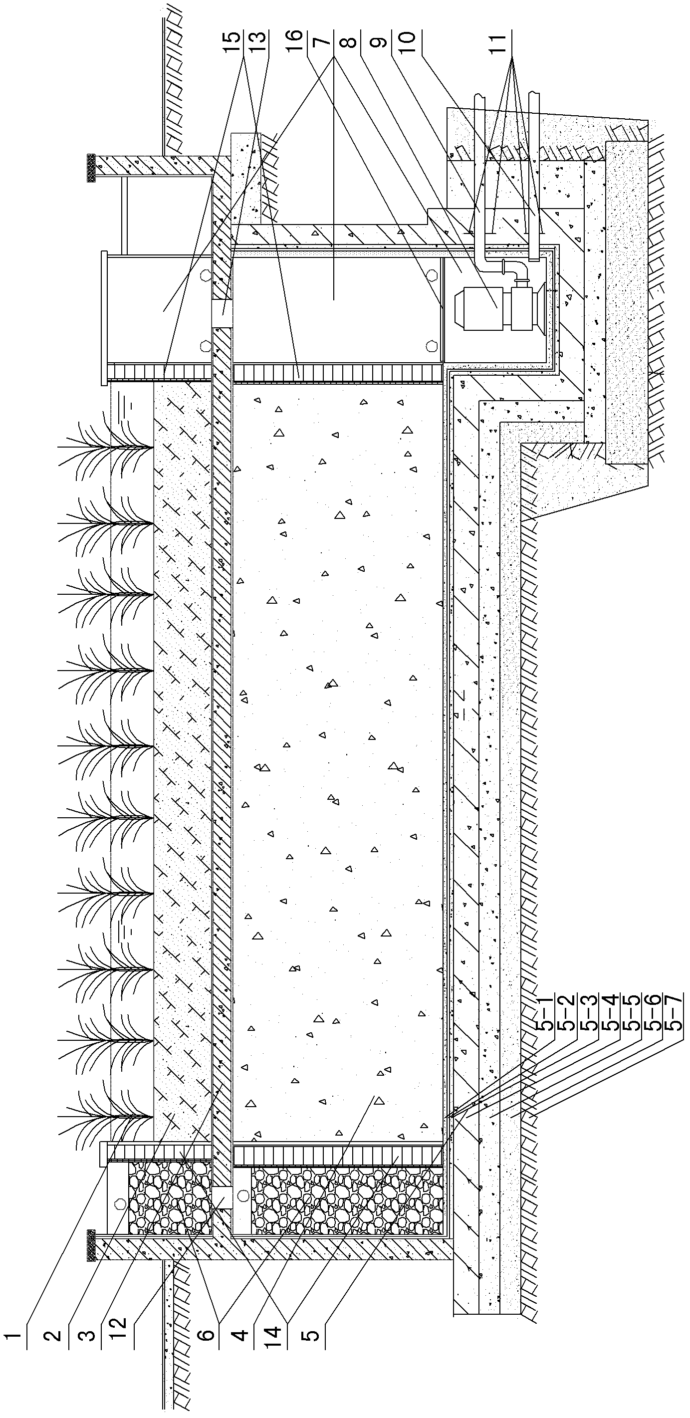 Double-layer undercurrent artificial wetland landscape pond and method thereof for recovering and treating urban roof rainwater