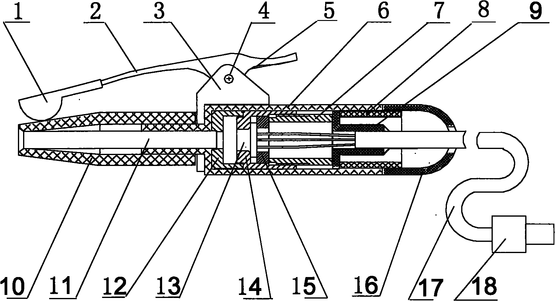 Therapeutic head of semiconductor laser therapeutic apparatus