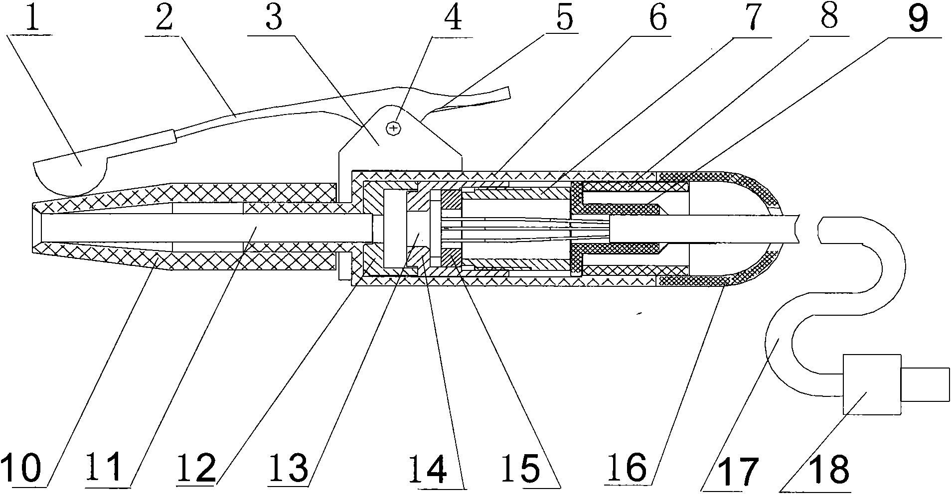 Therapeutic head of semiconductor laser therapeutic apparatus