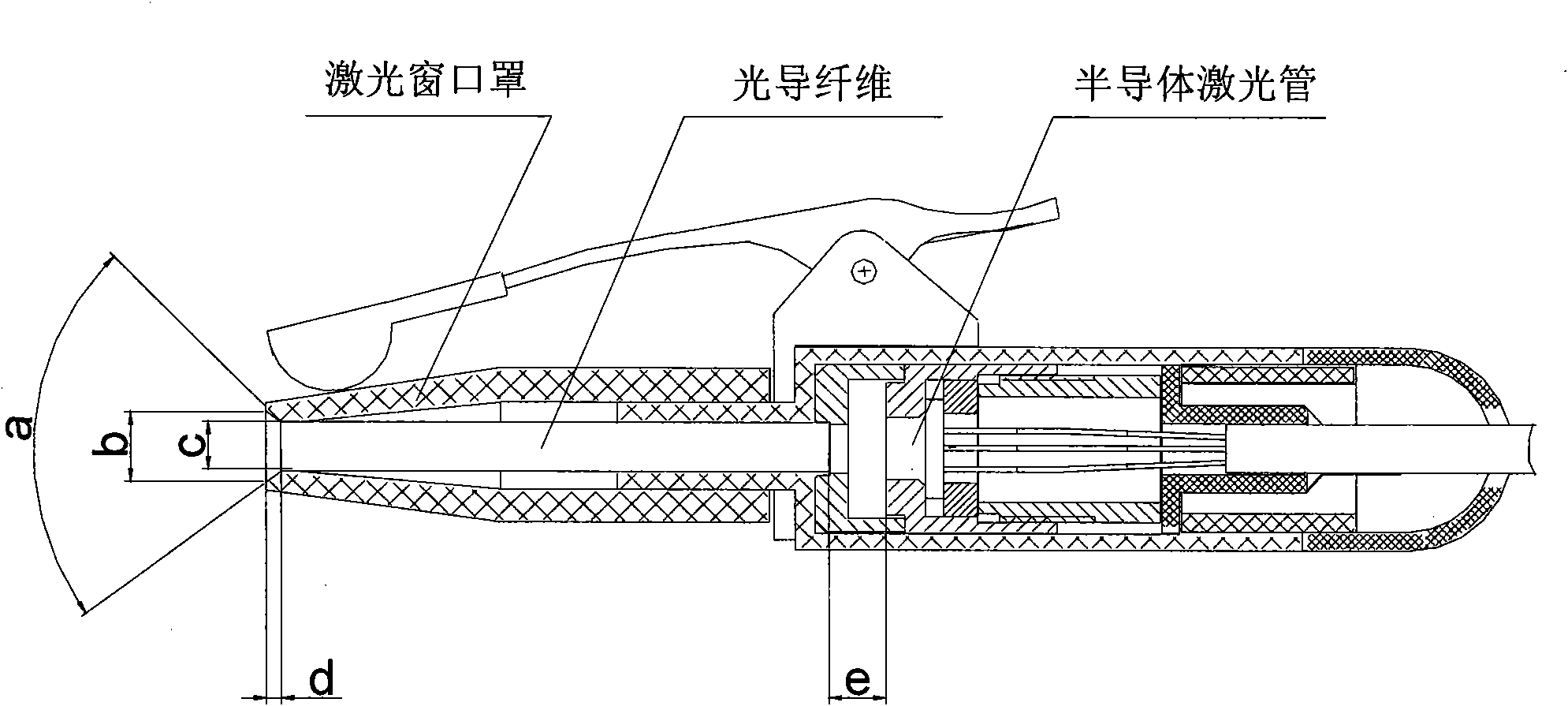 Therapeutic head of semiconductor laser therapeutic apparatus