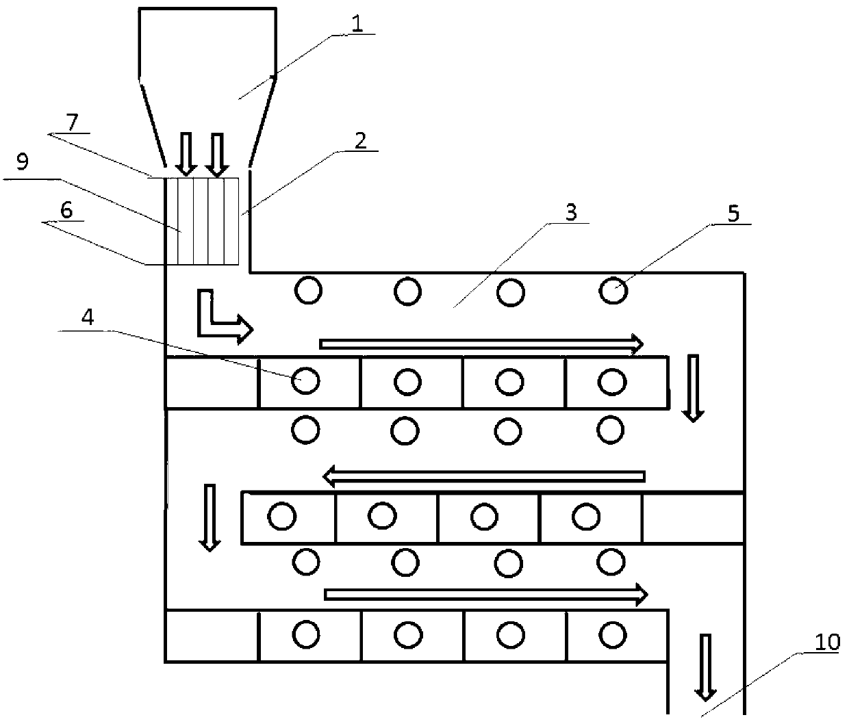 Moving bed brown coal drying method and device