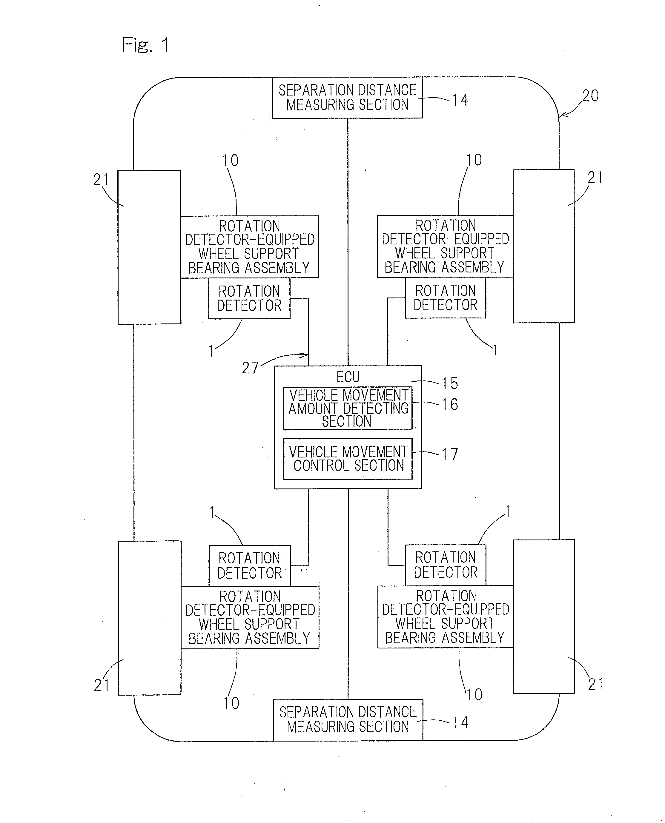 Vehicle control device and rotation detection device used in same