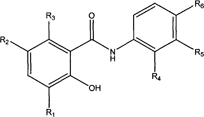 Salicylanilide derivatives, preparation method thereof and application thereof