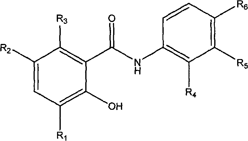 Salicylanilide derivatives, preparation method thereof and application thereof