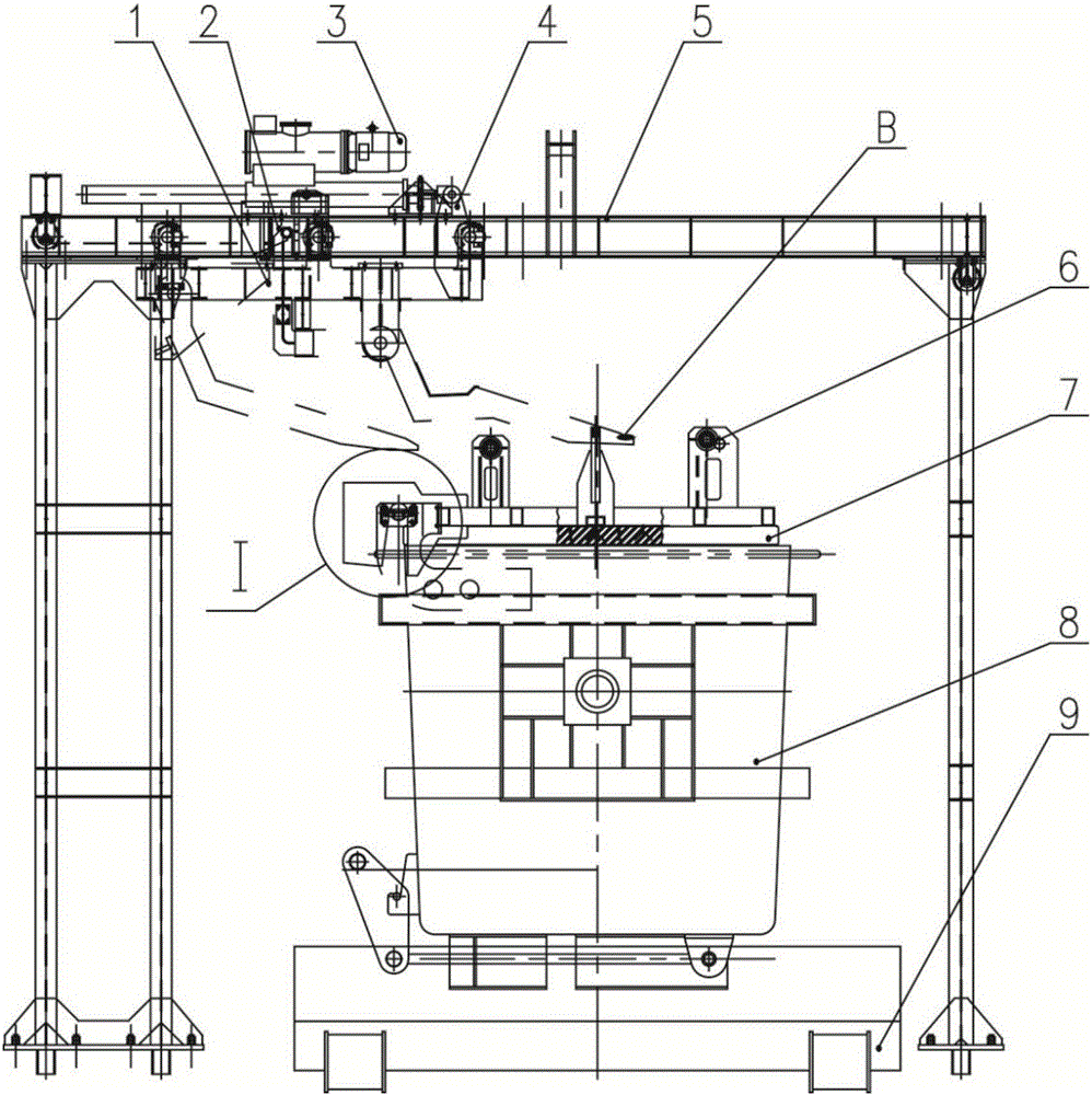 Covering and uncovering device of LF furnace