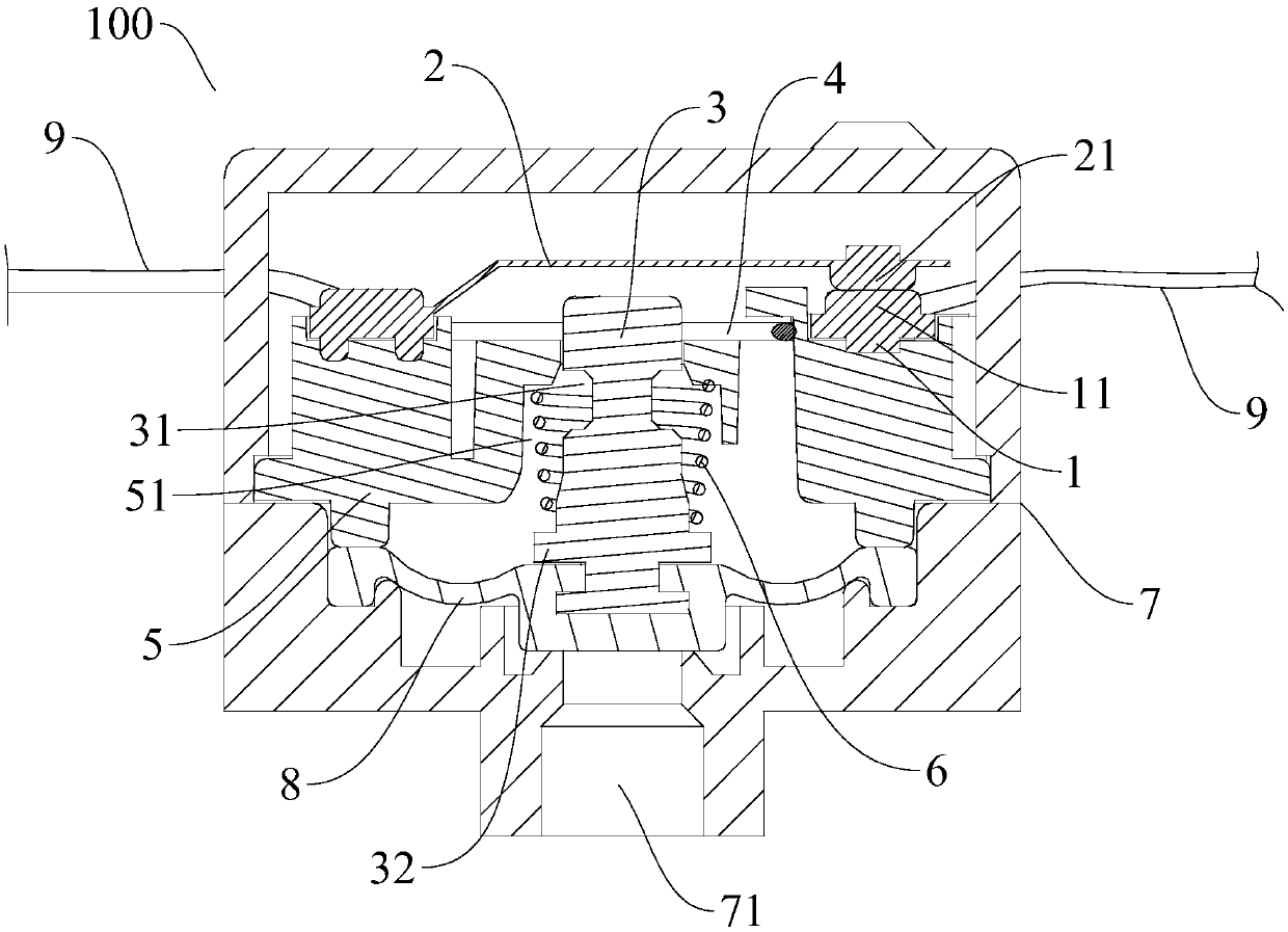 Over-voltage protection switch and pressure device with same