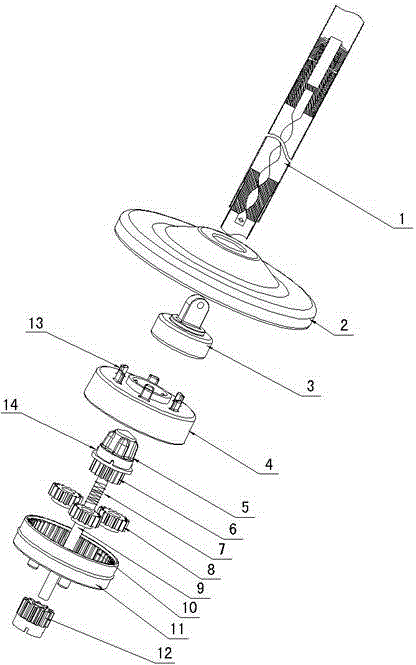 Speed change device for revolving mop