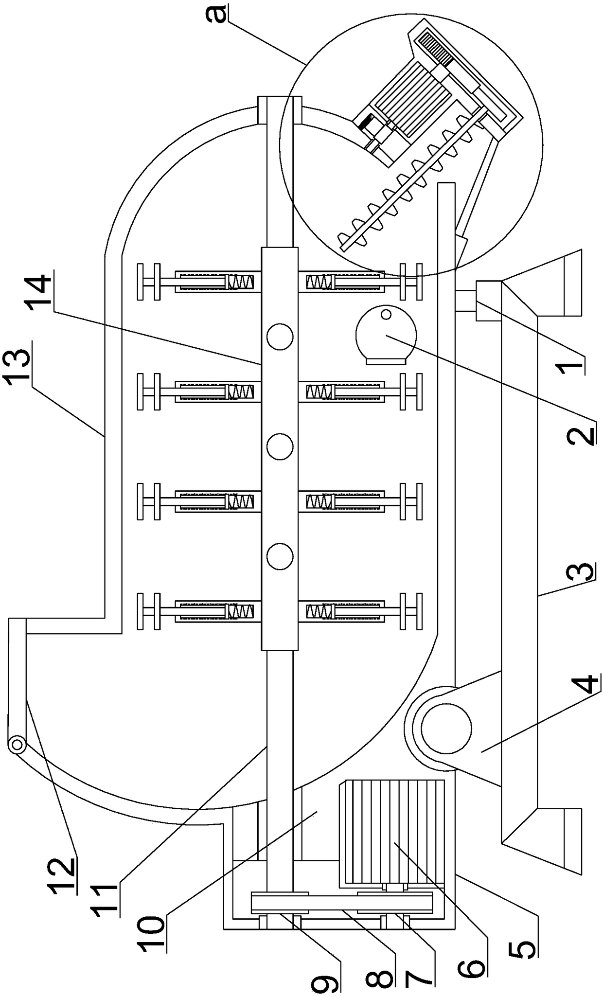 High-speed stirring and periodic discharging device for mortar