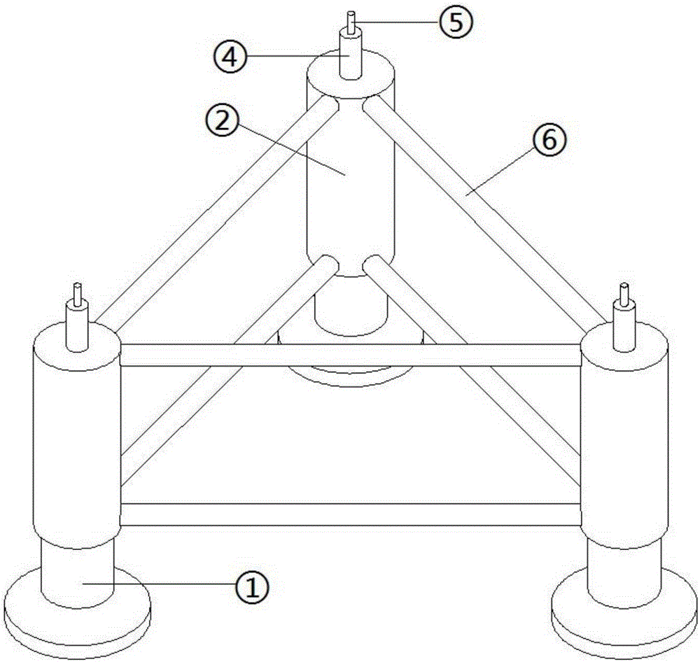 Passive wave absorbing and roll damping power generation device of floating draught fan platform