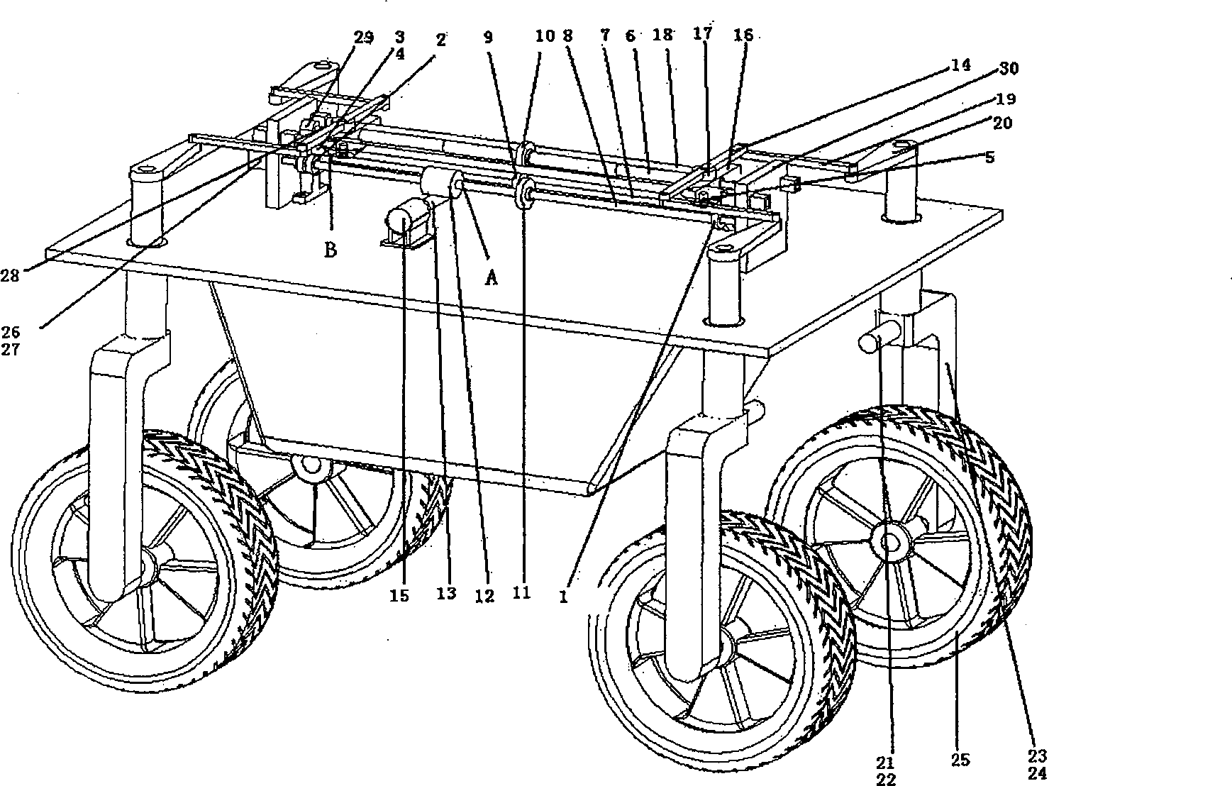 Variable motion mode omni-bearing self-independent mobile robot running gear