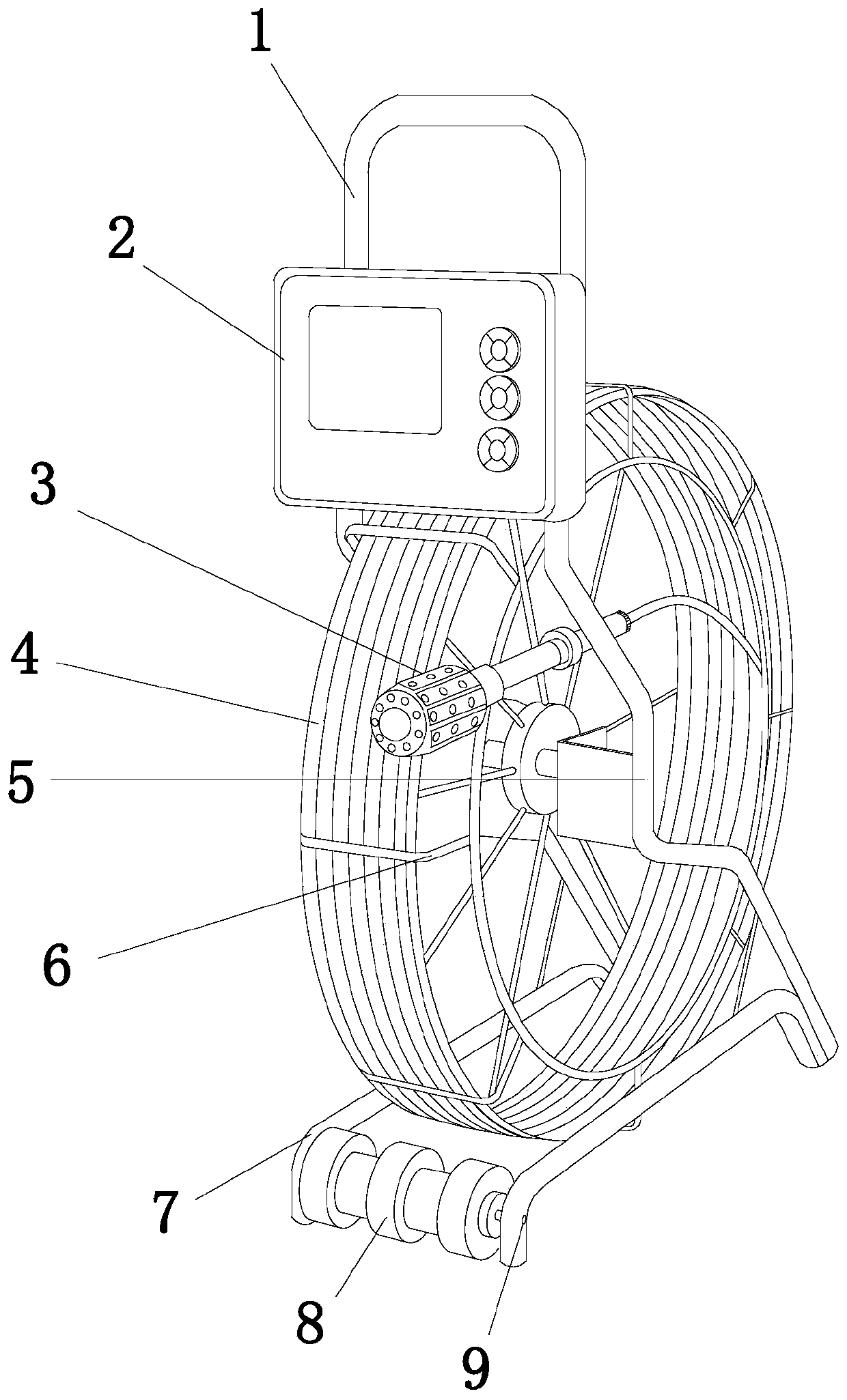 A non-destructive testing device for the inner wall of a pipe