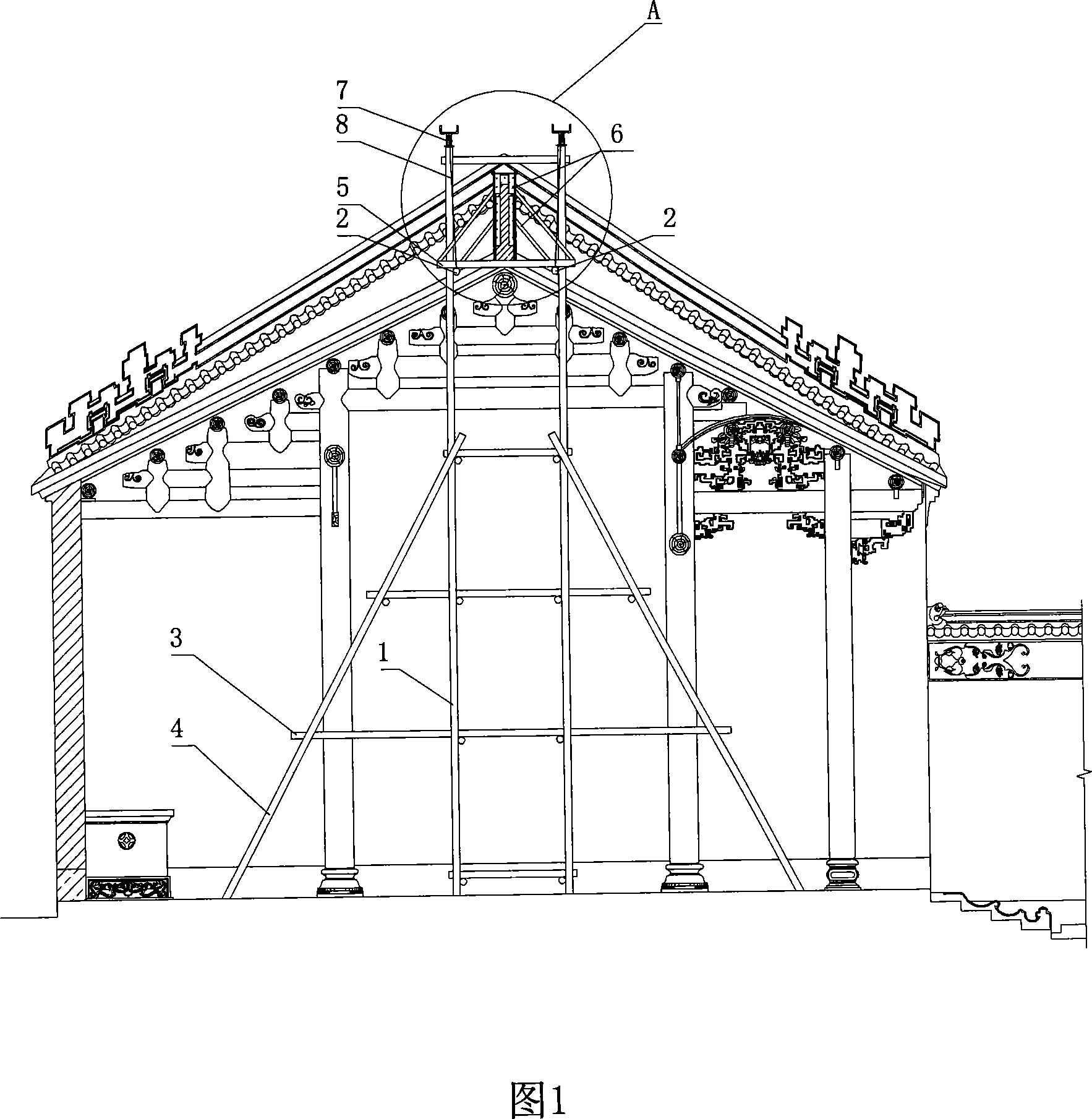 Heritage building ridge holistic hoisting method