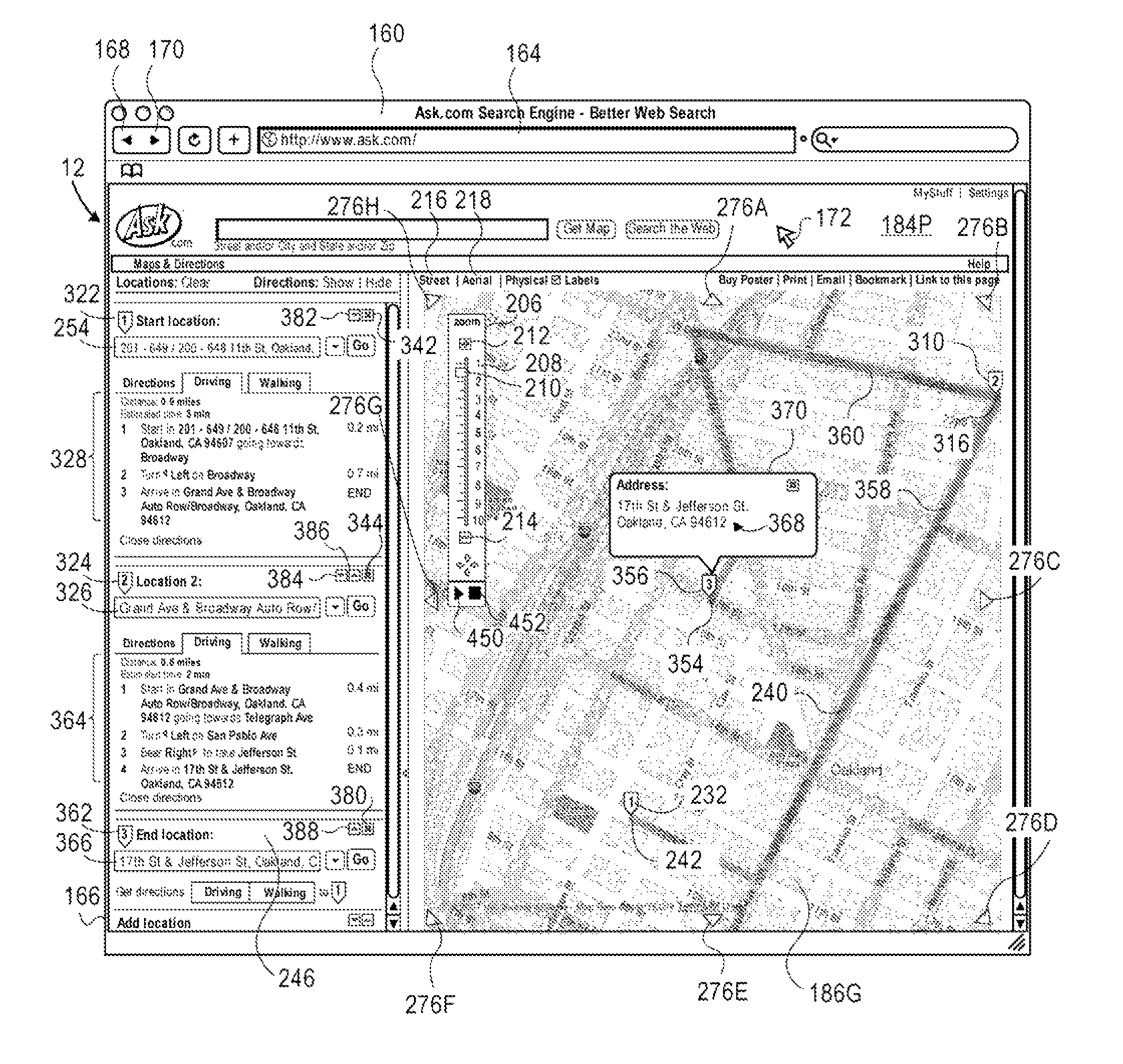 Map interface with a movable marker