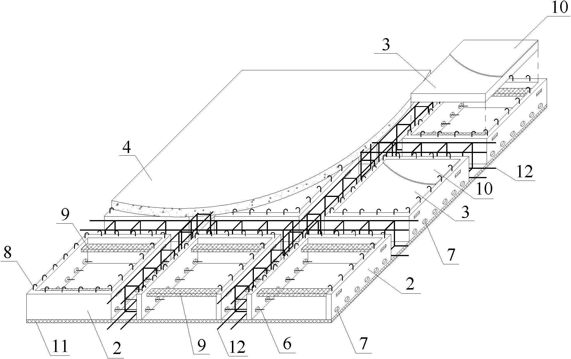 A reinforced concrete hollow floor slab