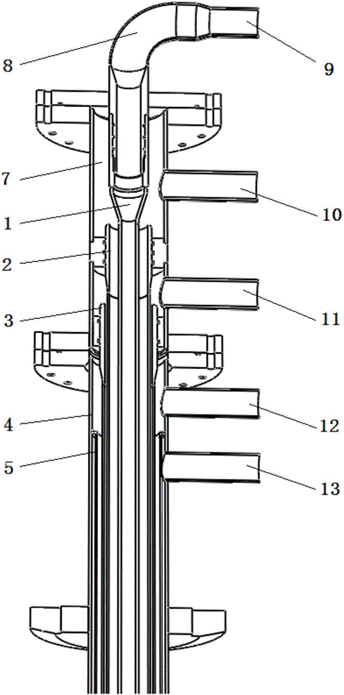 Supersonic circulating combustion coherent arbon-oxygen lance of electric arc furnace and spray head structure