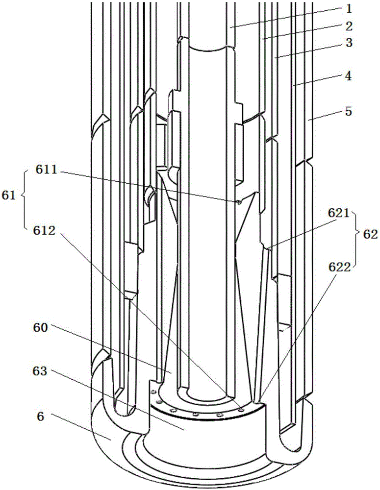 Supersonic circulating combustion coherent arbon-oxygen lance of electric arc furnace and spray head structure